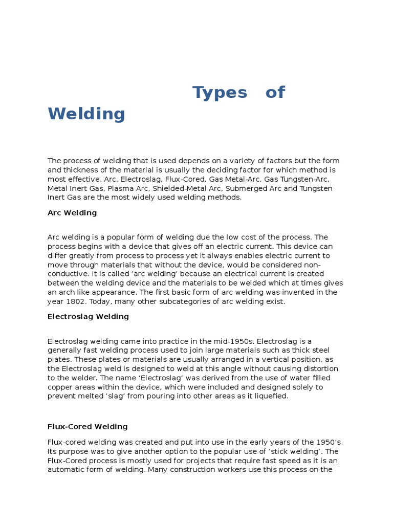Overview of Welding Types and Processes | PDF | Welding | Construction