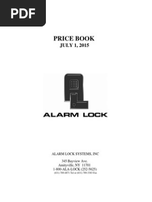 Alarm Lock Price Book July 2015