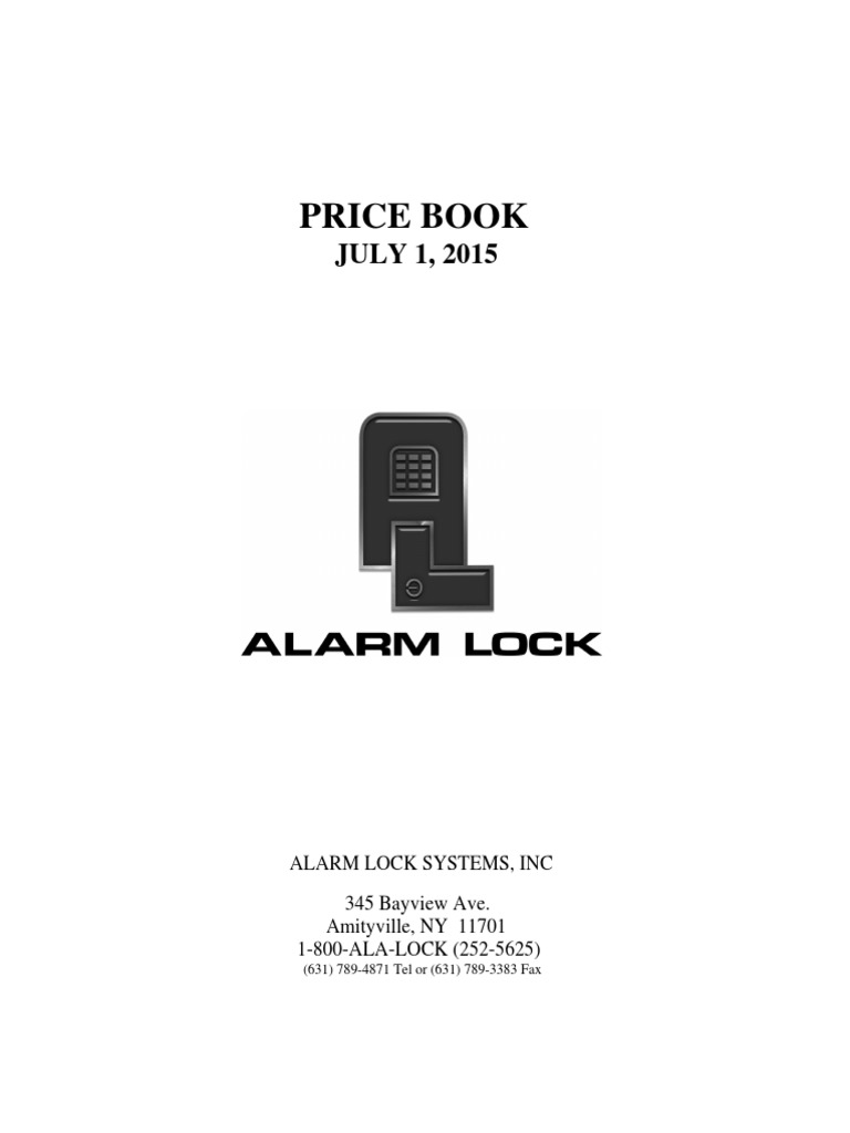 Alarm Lock Price Book July 2015 PDF Usb Lock (Security Device)