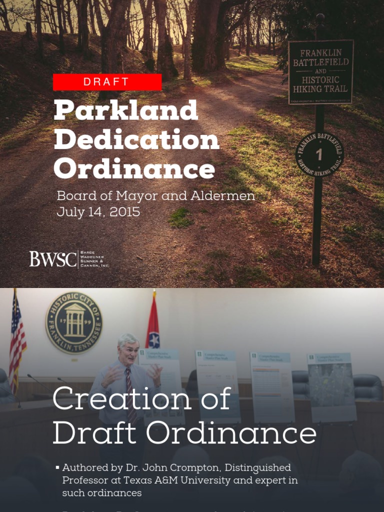 Franklin Draft Parkland Dedication Ordinance Presentation | PDF ...