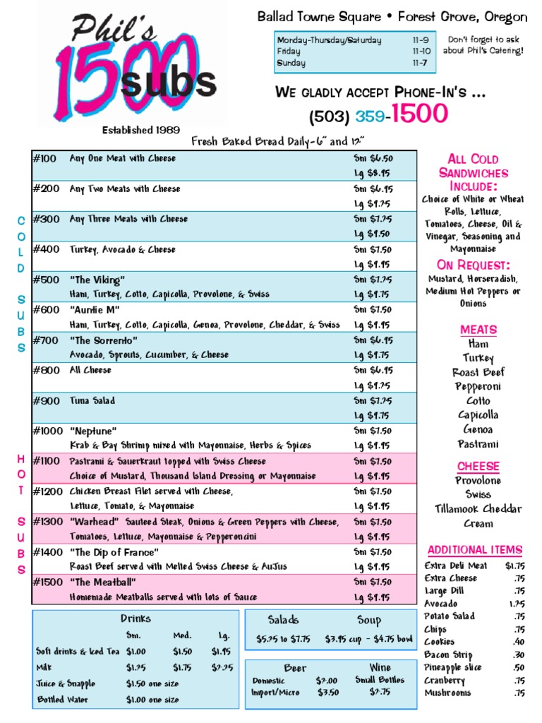 Phils 1500 Menu | PDF