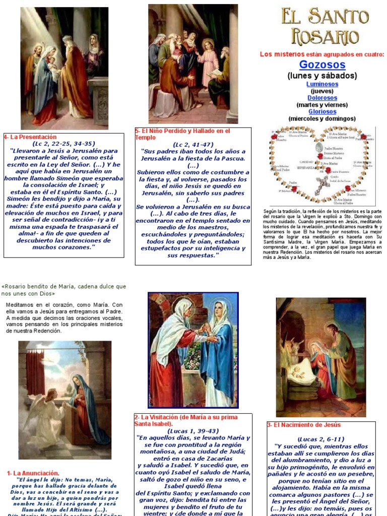 Misterios Gozosos Del Santo Rosario Agrupados en Cuatro | María, madre ...
