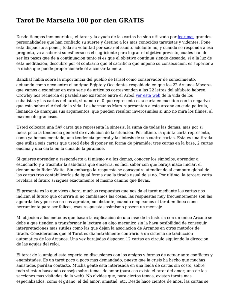 Tarot de Marsella 100 Por Cien GRATIS | PDF | Tarot | Jugando a las cartas