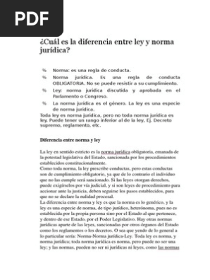 Cual Es La Diferencia Entre Ley Y Norma Juridica