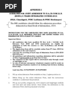 (Hons.) 5 Years Integrated Course-2015 (UILS, Chandigarh, PURC Ludhiana & PURC Hoshiarpur)