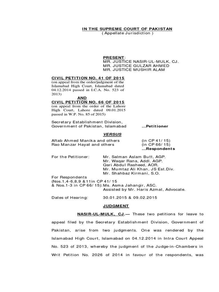In The Supreme Court of Pakistan: Versus | PDF | Supreme Courts ...