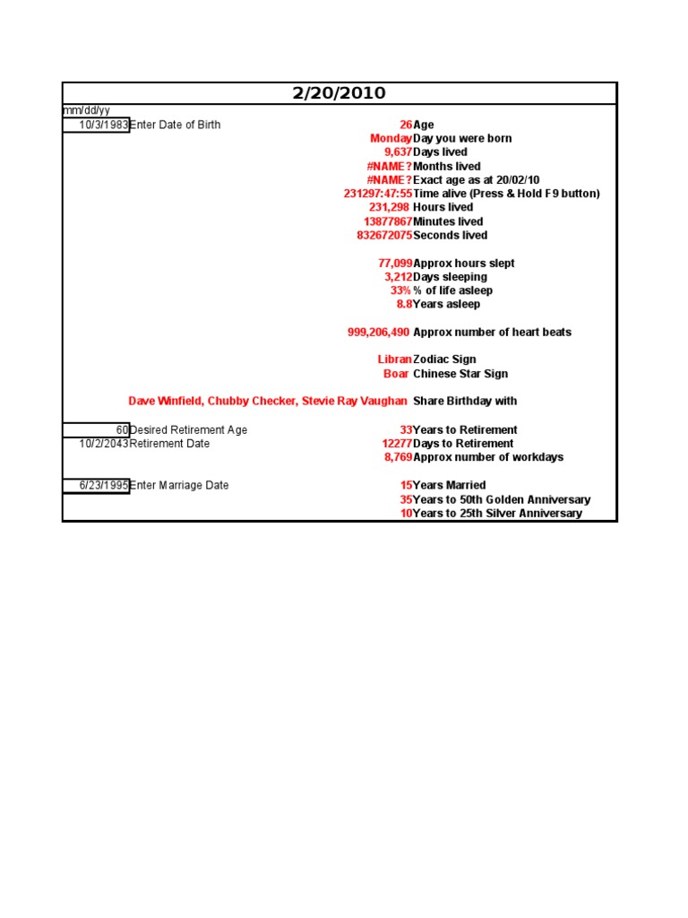 Life Calculation and Retirement Planner | PDF