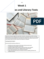 Week 1 Text Types and Literary Texts: Learning Goals For Week 1