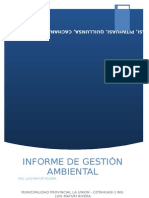 Informe de Gestión Ambiental: Municipalidad Provincial La Unión - Cotahuasi - Ing. Luis Mayurí Rivera