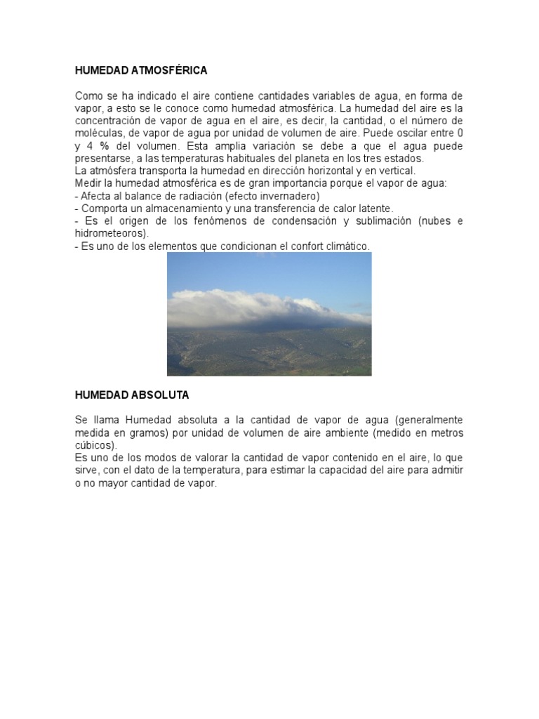 Definición y Tipos de Humedad Atmosférica | PDF | Humedad | Precipitación