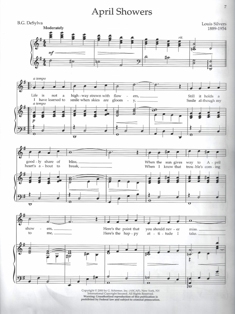 April Showers Sheet Music Entertainment (General)