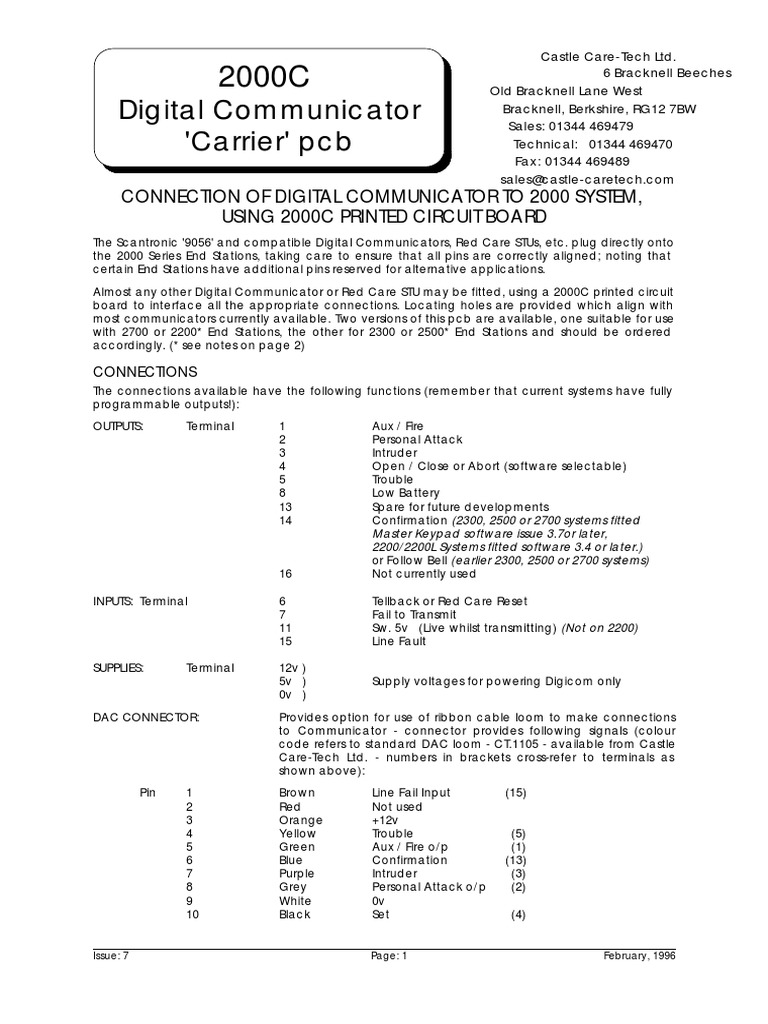 Digital Communicator Connection Guide | PDF | Power Supply | Printed ...