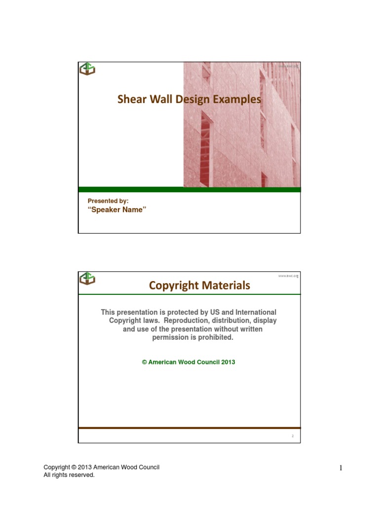 Shear Wall Design Examples PDF Wall All Rights Reserved