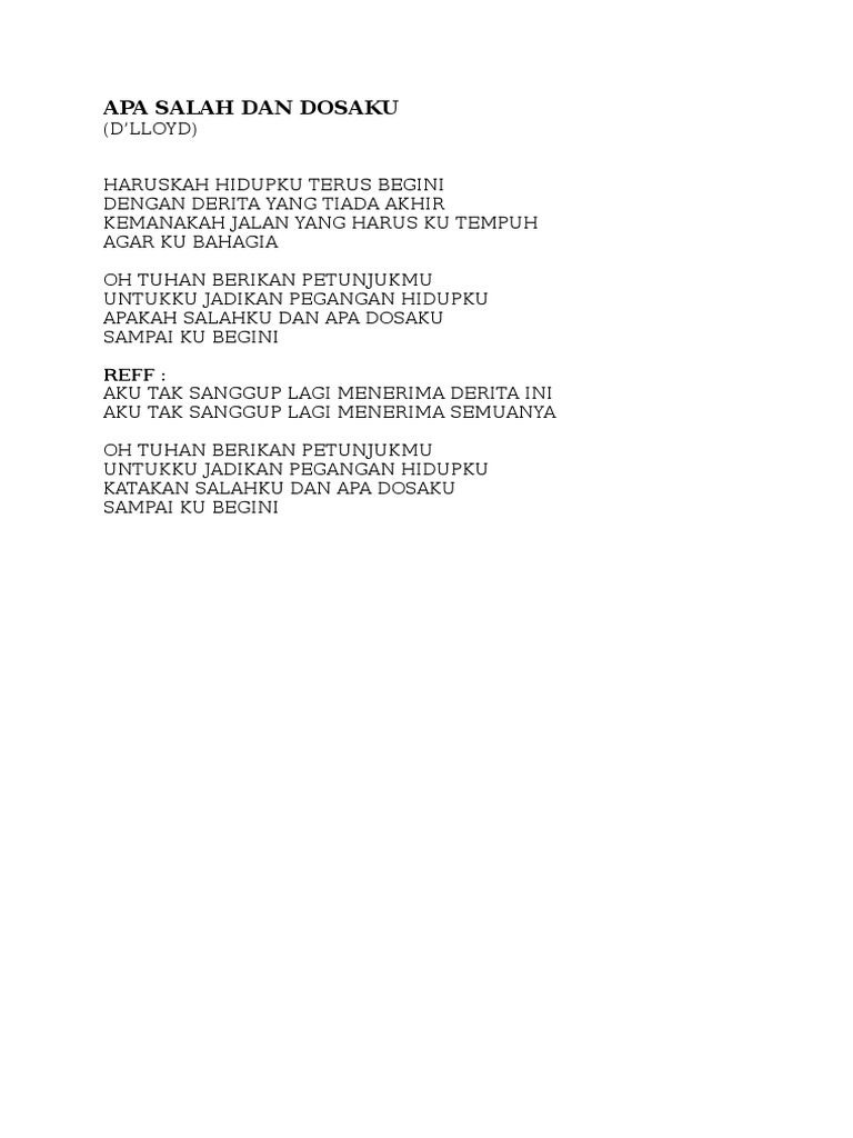 Apa Salah Dan Dosaku | PDF