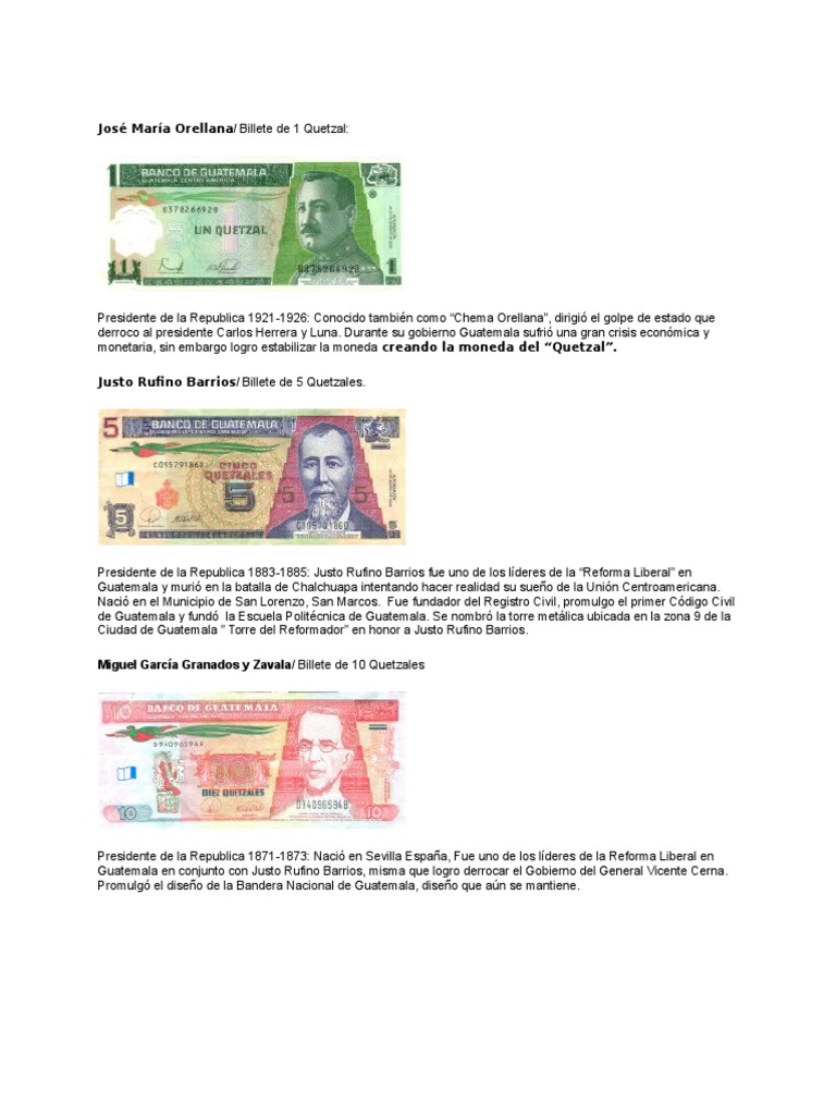 Sabes Quines Son Los Personajes De Los Billetes De Guatemala