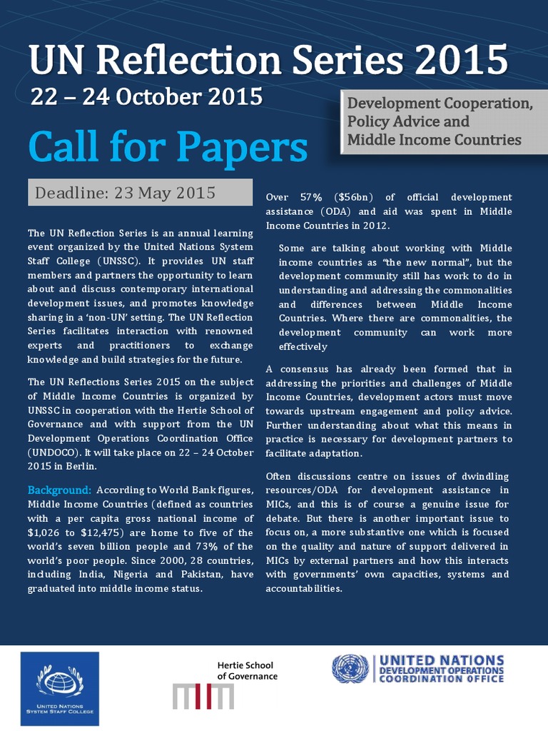 Call For Papers Reflection Series New UNSSC | PDF | Development Aid ...