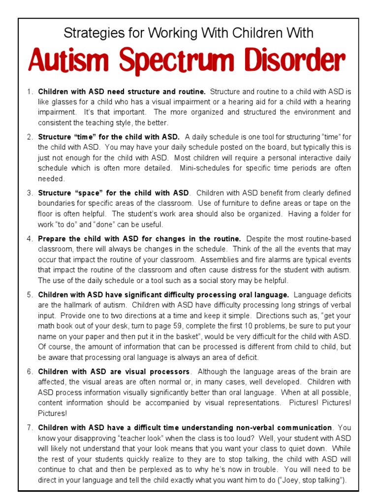 Strategies For Working With Children With Asd1 | PDF | Autism Spectrum ...