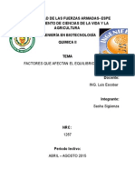 Factores Que Afectan El Equilibrio Químico