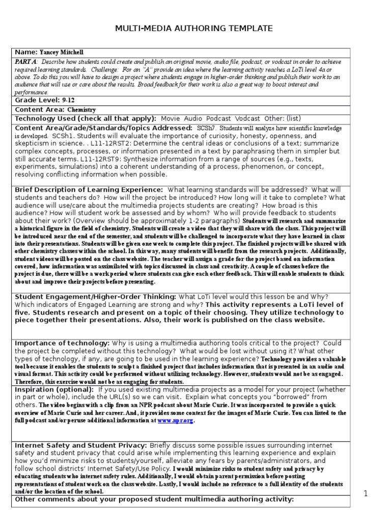 Multimedia Project for Chemistry Students | PDF | Multimedia ...