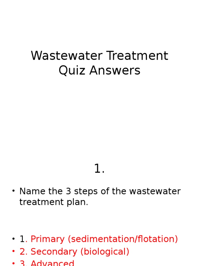 Wastewater Treatment Quiz Answers Sewage Treatment