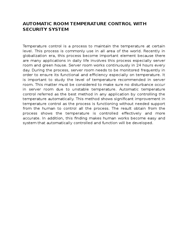Automated Temperature Control System | PDF