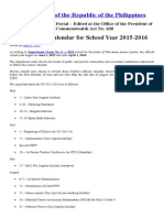 Deped Order 366 S 2004 and School Calendar Sy 2015-2016