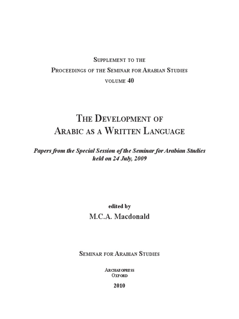 Macdonald - 2009 - The Development of Arabic As A Written Language PDF ...
