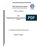 Tipos de Desgastes, Tipos de Fallas de Los Rodamientos, Engranes Levas, Cojinetes de Superficies y El Procedimiento para Calcular El Nivel de Desgaste