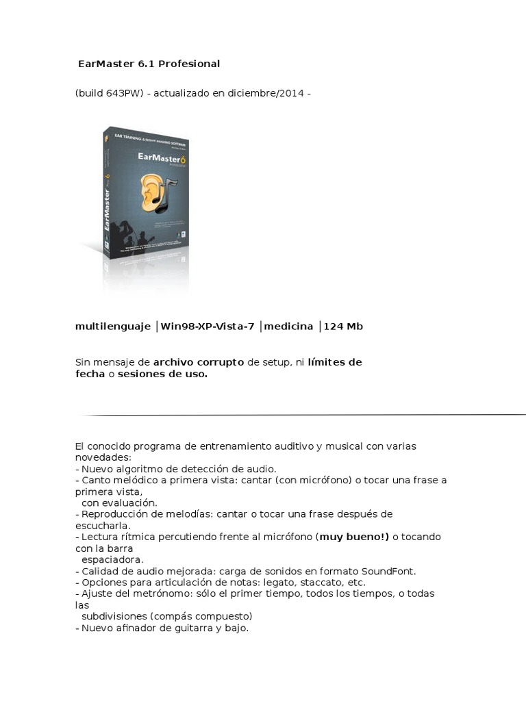EarMaster Pro 6.1: Entrenamiento Auditivo | PDF