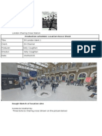 Production Schedule: Location Recce Sheet: London Charing Cross Station