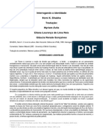 Interrogando a identidade Homi K. Bhabha Tradução