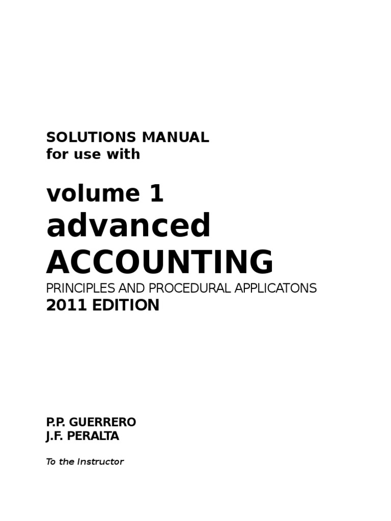 Advanced Accounting Solutions Manual | PDF