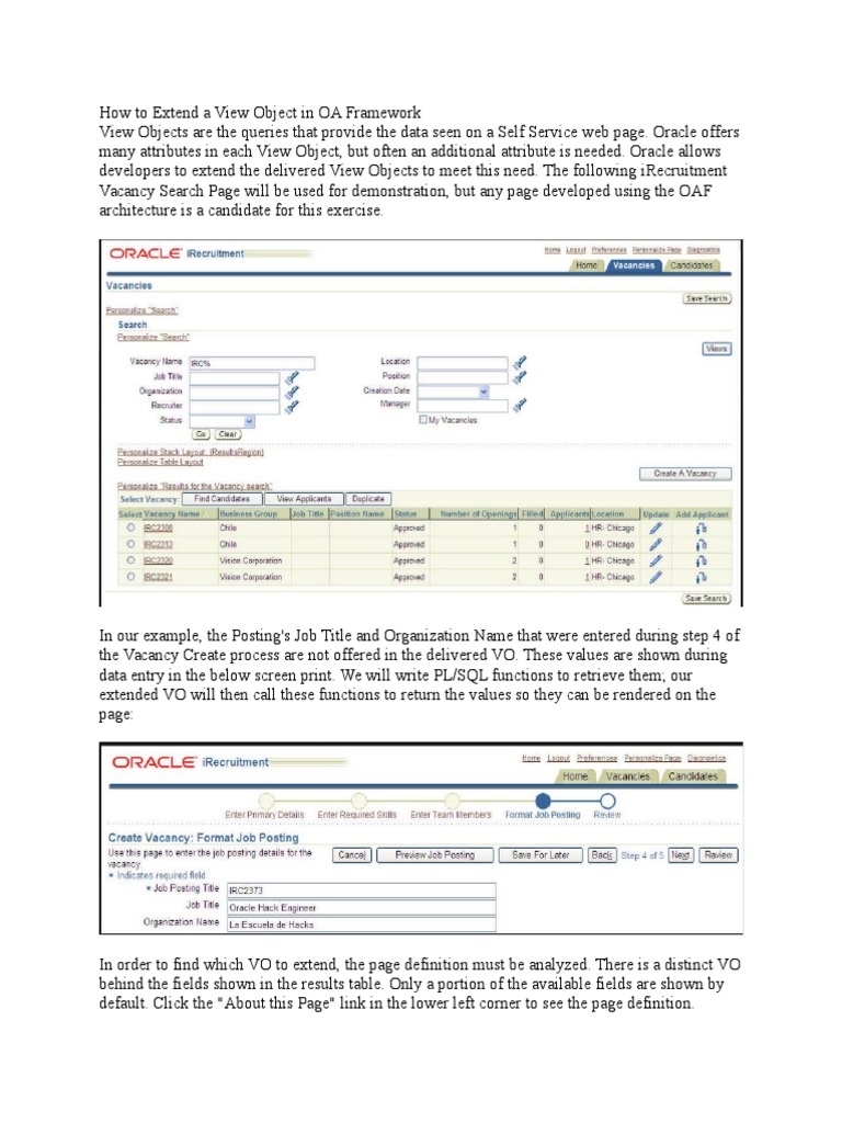 Extending View Objects in OA Framework | PDF | Oracle Database | Pl/Sql