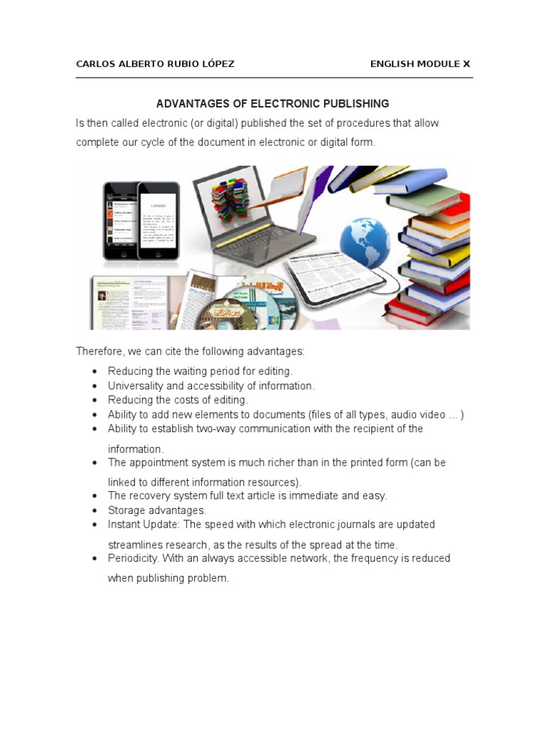 Advantages of Electronic Publishing | PDF