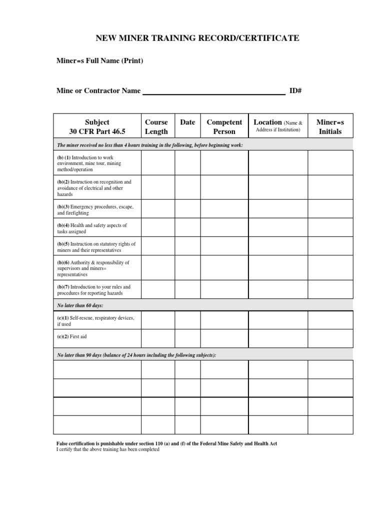 Training Records Occupational Safety And Health Safety