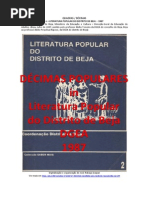 Décimas  - Quadras inseridas in LITERATURA POPULAR do DISTRITO de BEJA, 1987