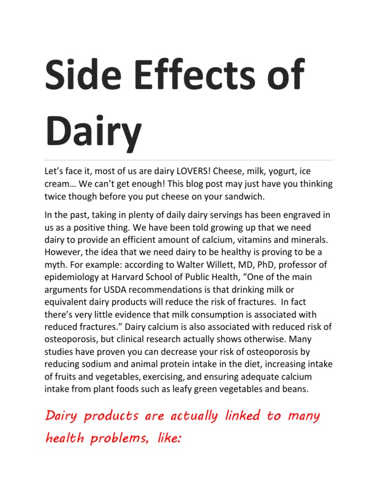 side effects of dairy Milk Dairy Free 30day Trial Scribd