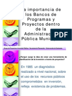 Importancia de Los Bancos de Programas y Proyectos Dentro de La Administración Pública Municipal