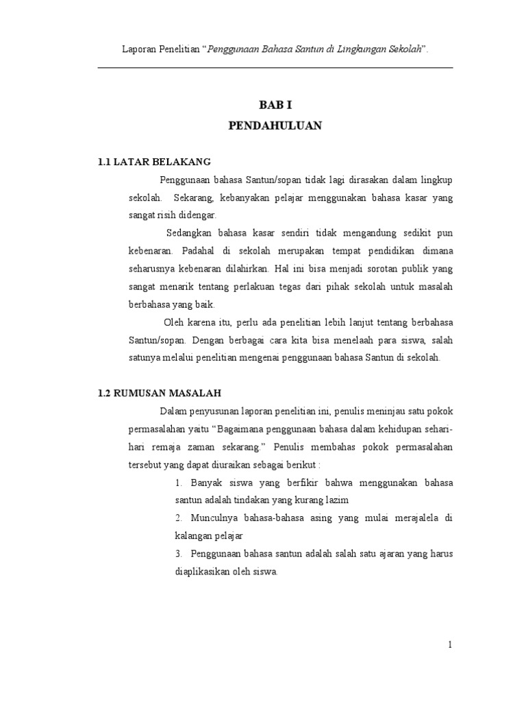 Contoh Laporan Hasil Pengamatan Lingkungan Sekolah