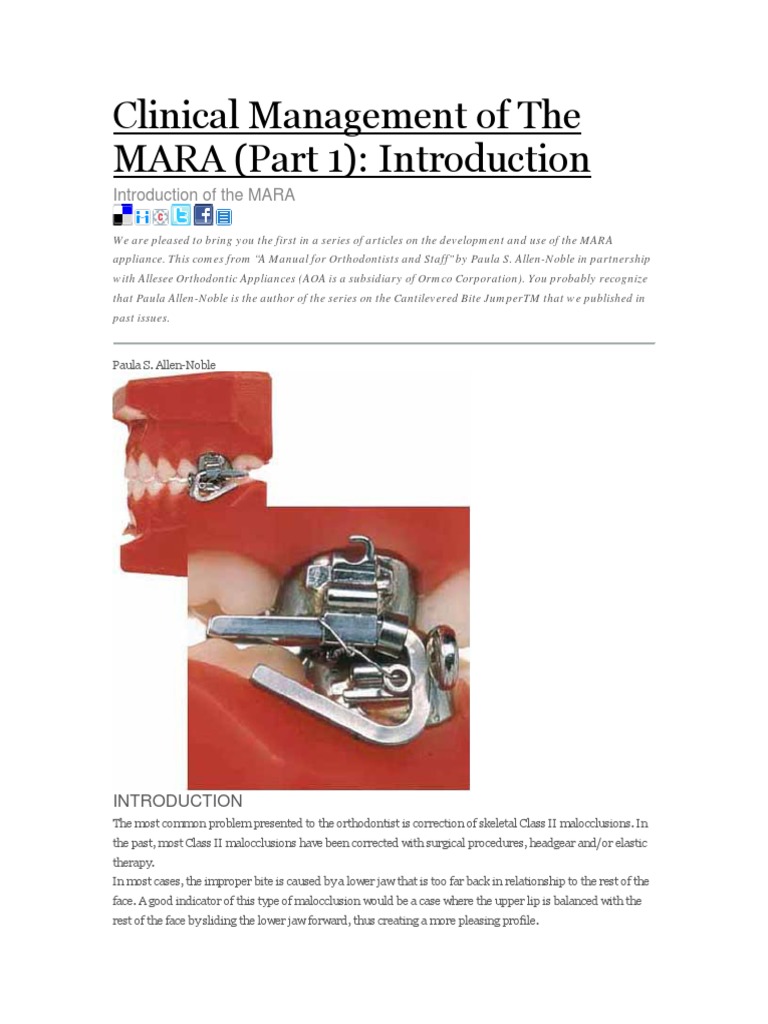 Clinical Management of the MARA | Orthodontics | Dentistry