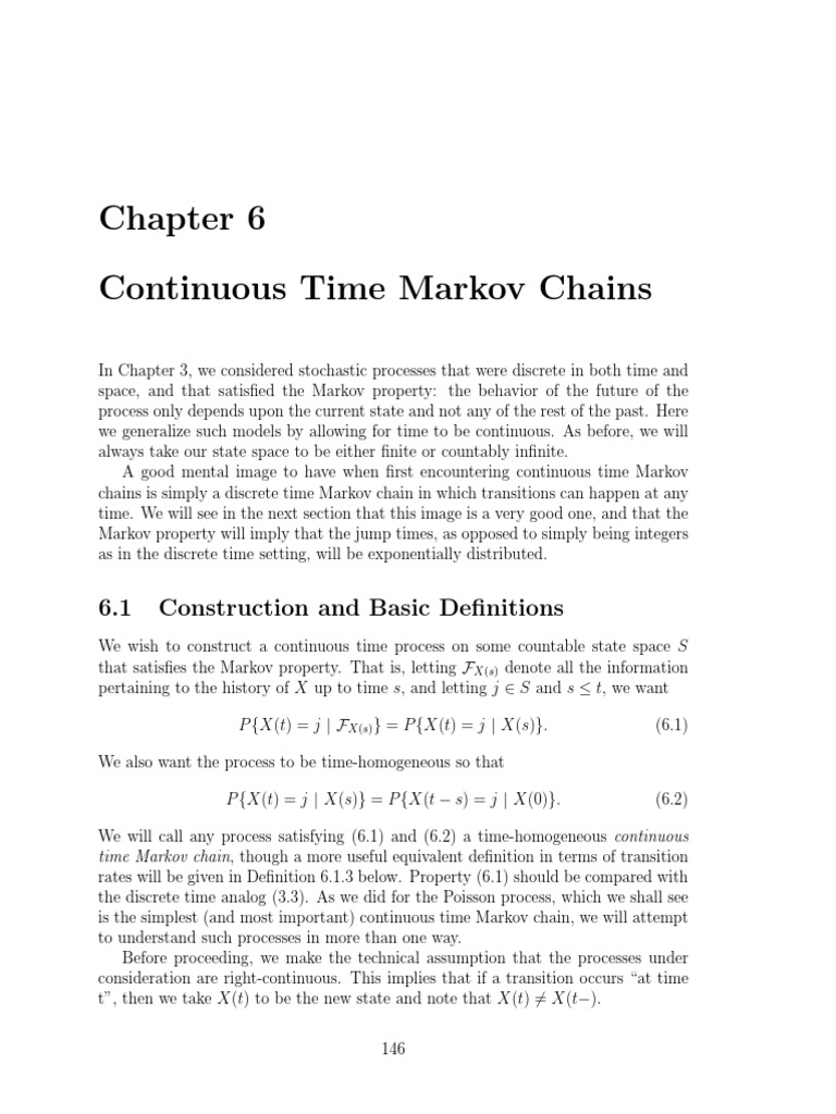 Continuous Time Markov Chains Overview | PDF | Markov Chain ...