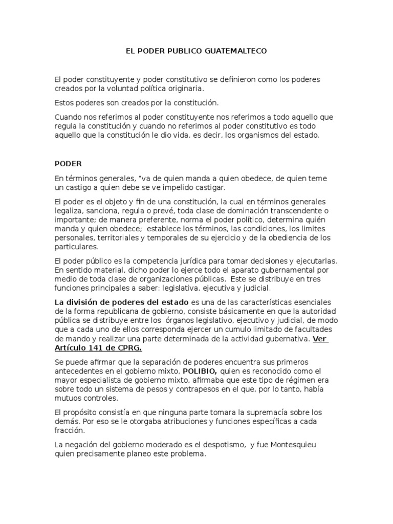 Estructura del Poder Público en Guatemala | PDF | Constitución | Gobierno