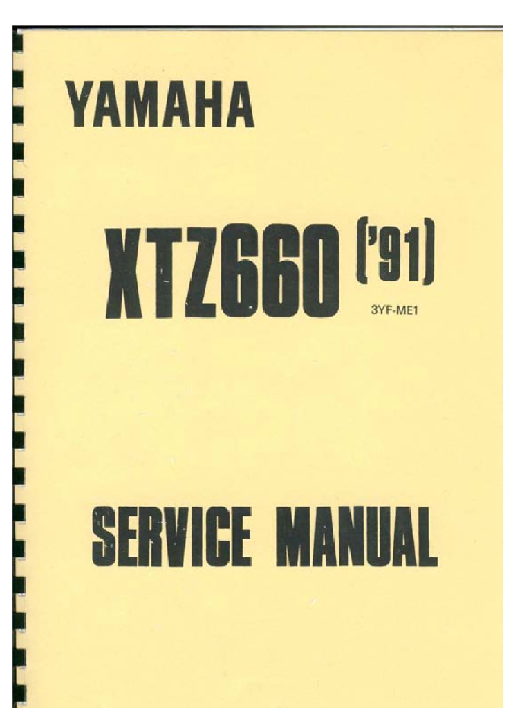 Service Manual For Yamaha Tenere 3YF | PDF
