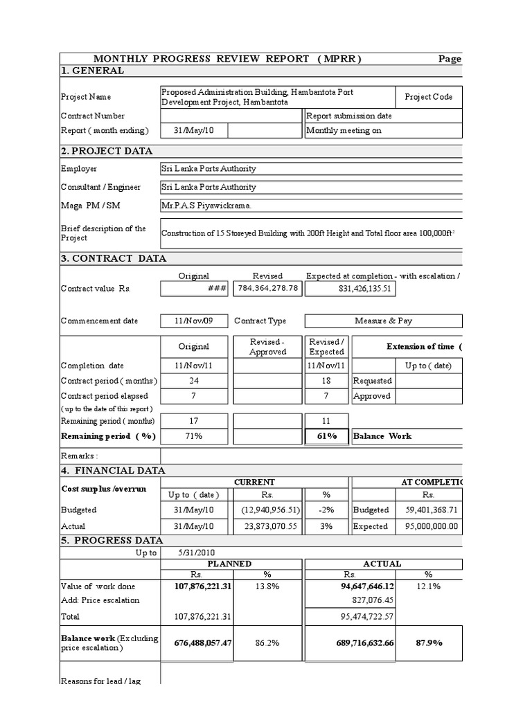 Progress Review Meeting-Format | PDF | Basement | Civil Engineering