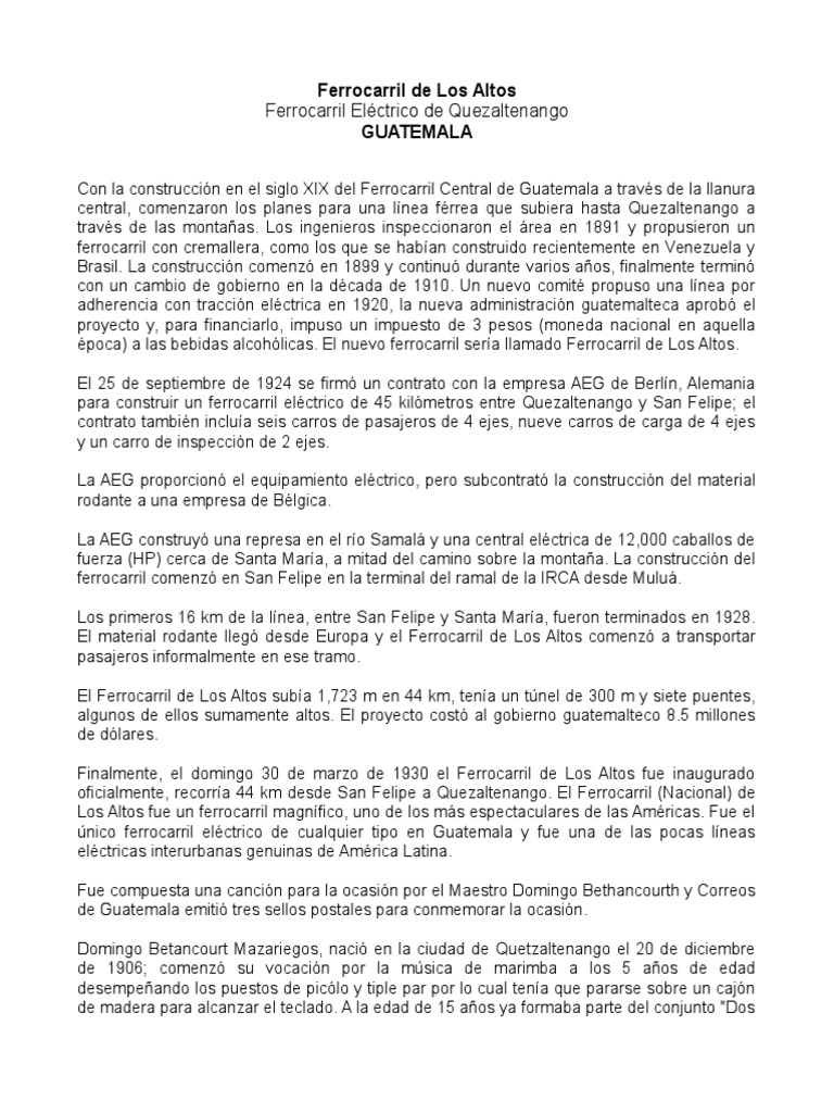 Historia Del Ferrocarril de Los Altos | PDF | Transporte ferroviario ...