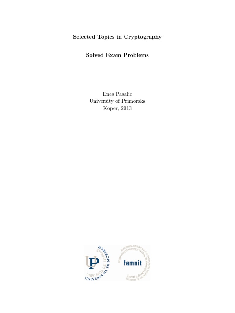 Exam Solutions in Cryptography | PDF | Cryptography | Key (Cryptography)