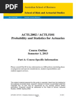 ACTL5101 Probability and Statistics For Actuaries S12013