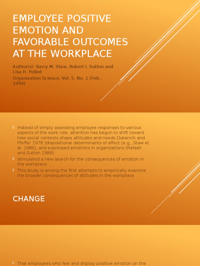 Positive Emotions and Workplace Success | PDF | Emotions | Mood ...