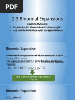 2.3 Binomial Expansions