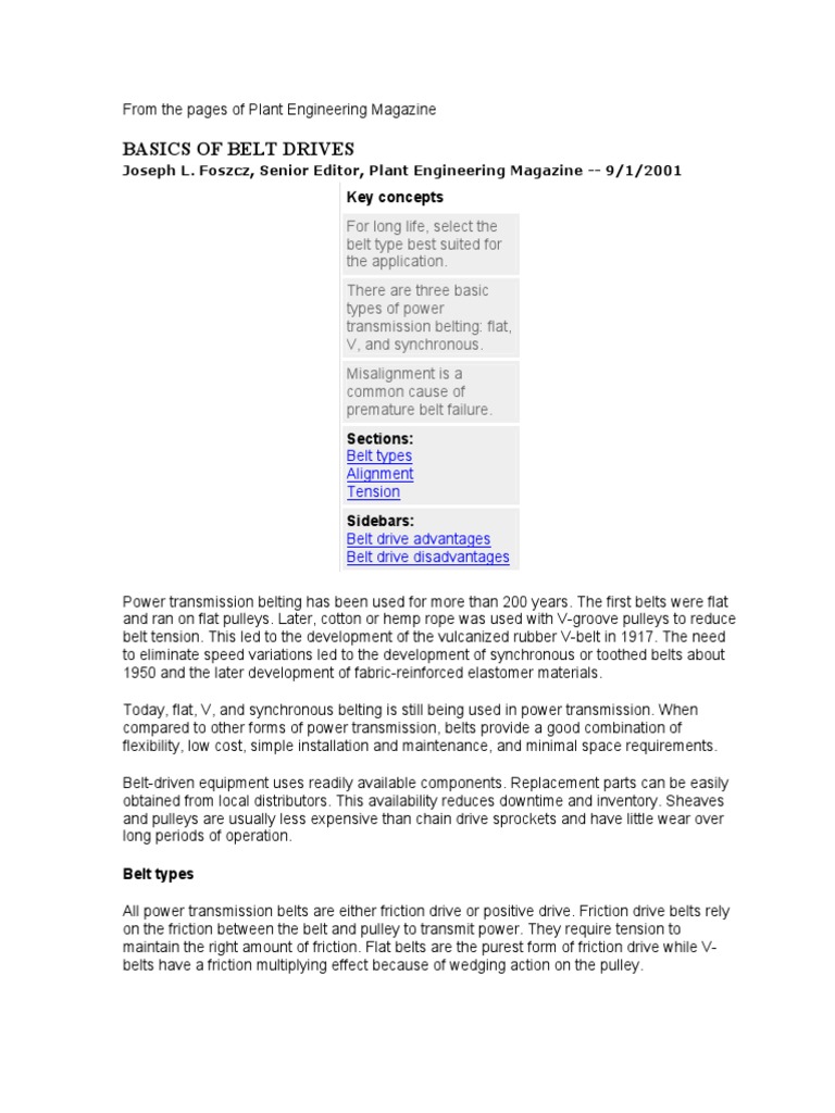 Basics Of Belt Drives Pdf Belt Mechanical Mechanical Engineering